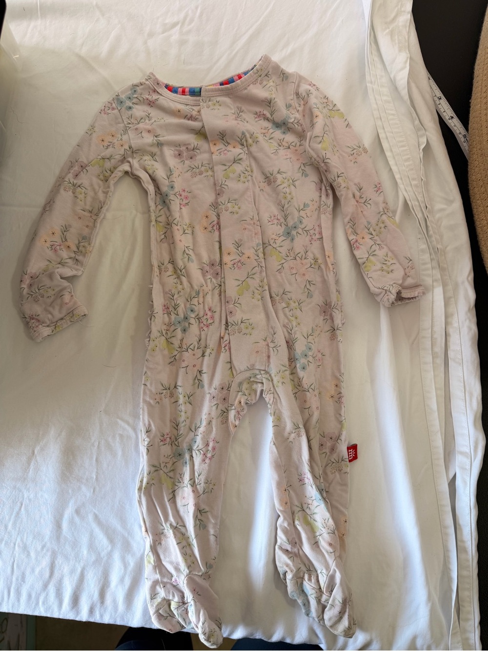 MagneticMe Baby Floral Footed One-Piece in Light Pink - Soft Sleeper
